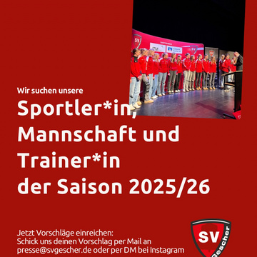 🌟 EURE STIMME IST GEFRAGT!🌟

Eine Saison voller Einsatz, Teamgeist, Emotionen und besonderer Momente liegt hinter uns....