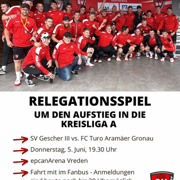 🎉 Mit dem Fanbus zum Relegationsspiel! 🚍⚽️

Unsere 3. Mannschaft kämpft um den Aufstieg in die Kreisliga A – und ihr...